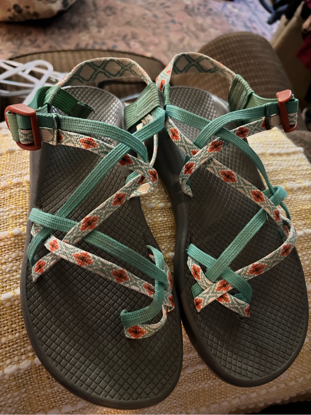 Chaco Women’s Floral Strap Outdoor Sandals - Green/Gray/Orange